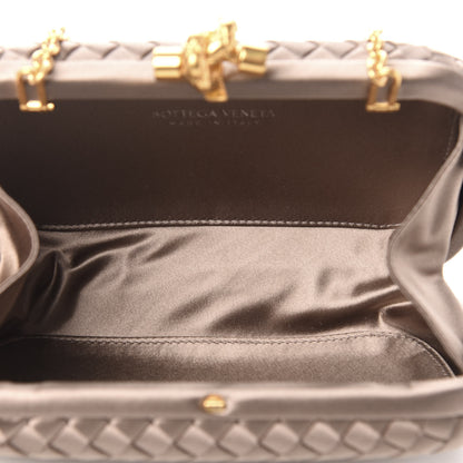 Bottega Veneta Satin Intrecciato Chain Knot Clutch Nude 5 of 9