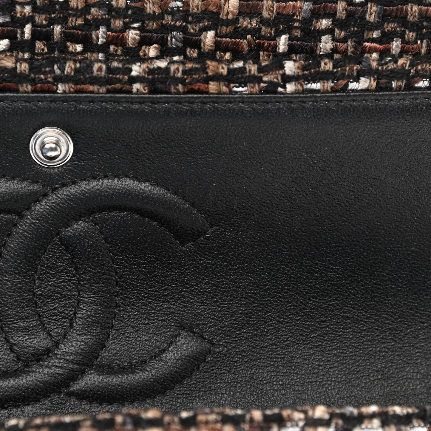 Tweed Quilted Medium Double Flap Brown