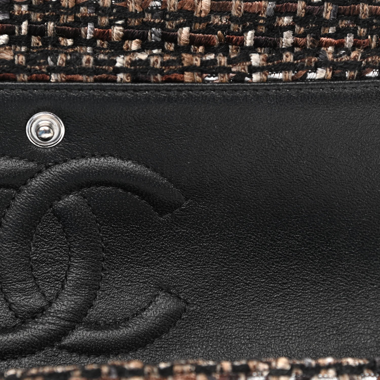 Chanel Tweed Quilted Medium Double Flap Brown 23 of 23