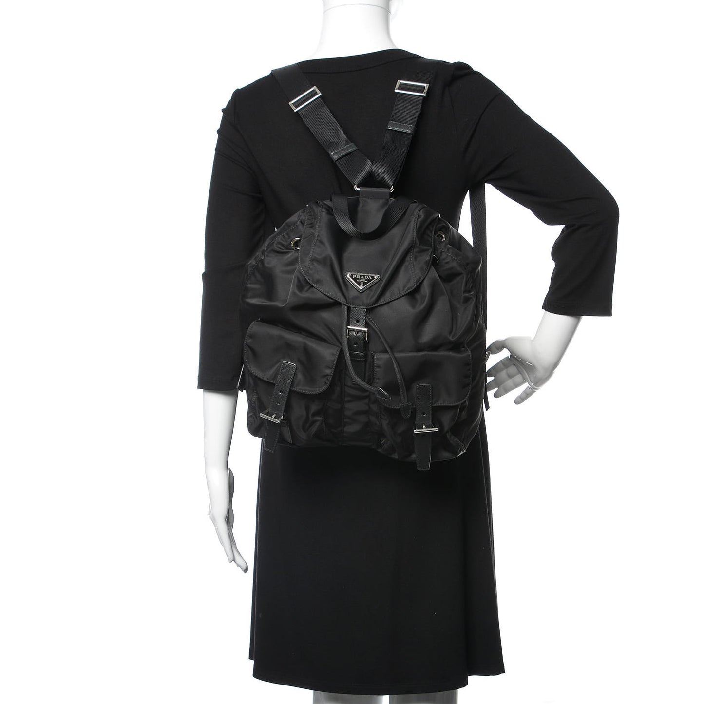 Tessuto Nylon Saffiano Medium Backpack Black