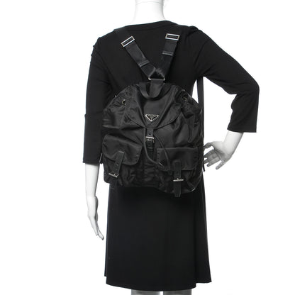 Prada Tessuto Nylon Saffiano Medium Backpack Black 2 of 10