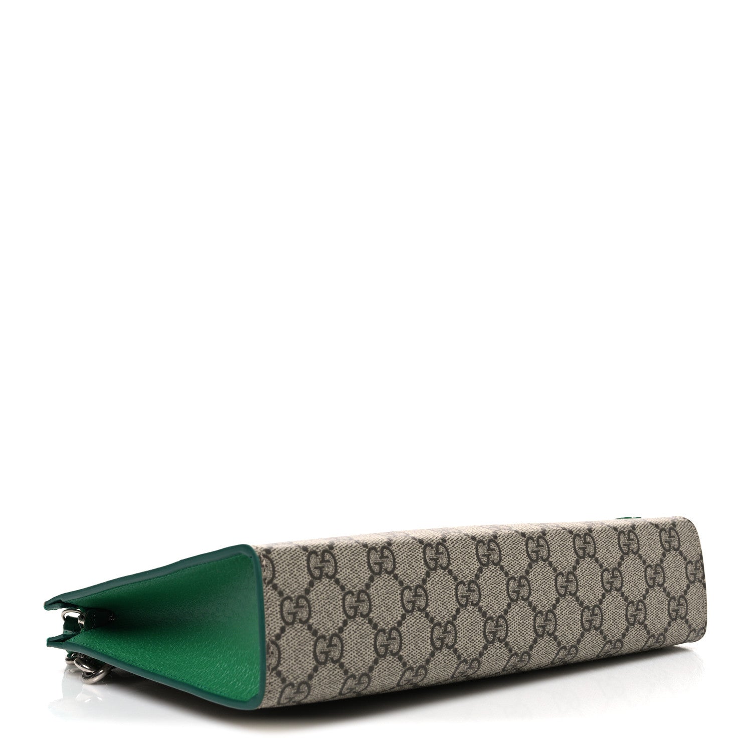 Gucci GG Supreme Monogram Bi-Color Small Zip Wristlet Pouch Beige Ebony Green 4 of 8