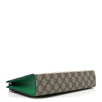 Gucci GG Supreme Monogram Bi-Color Small Zip Wristlet Pouch Beige Ebony Green 4 of 8
