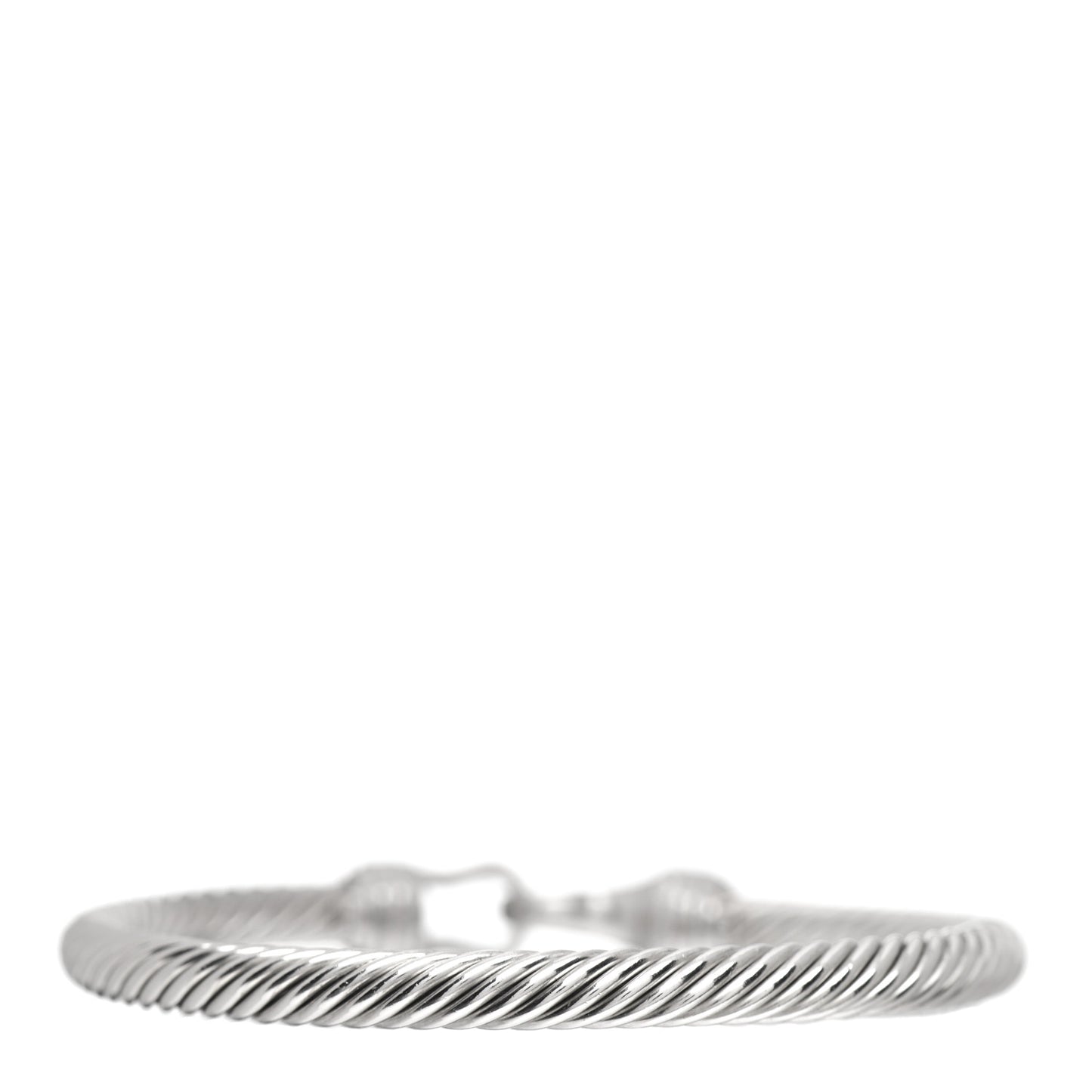 Sterling Silver 18K White Gold Diamond 5mm Cable Buckle Bracelet