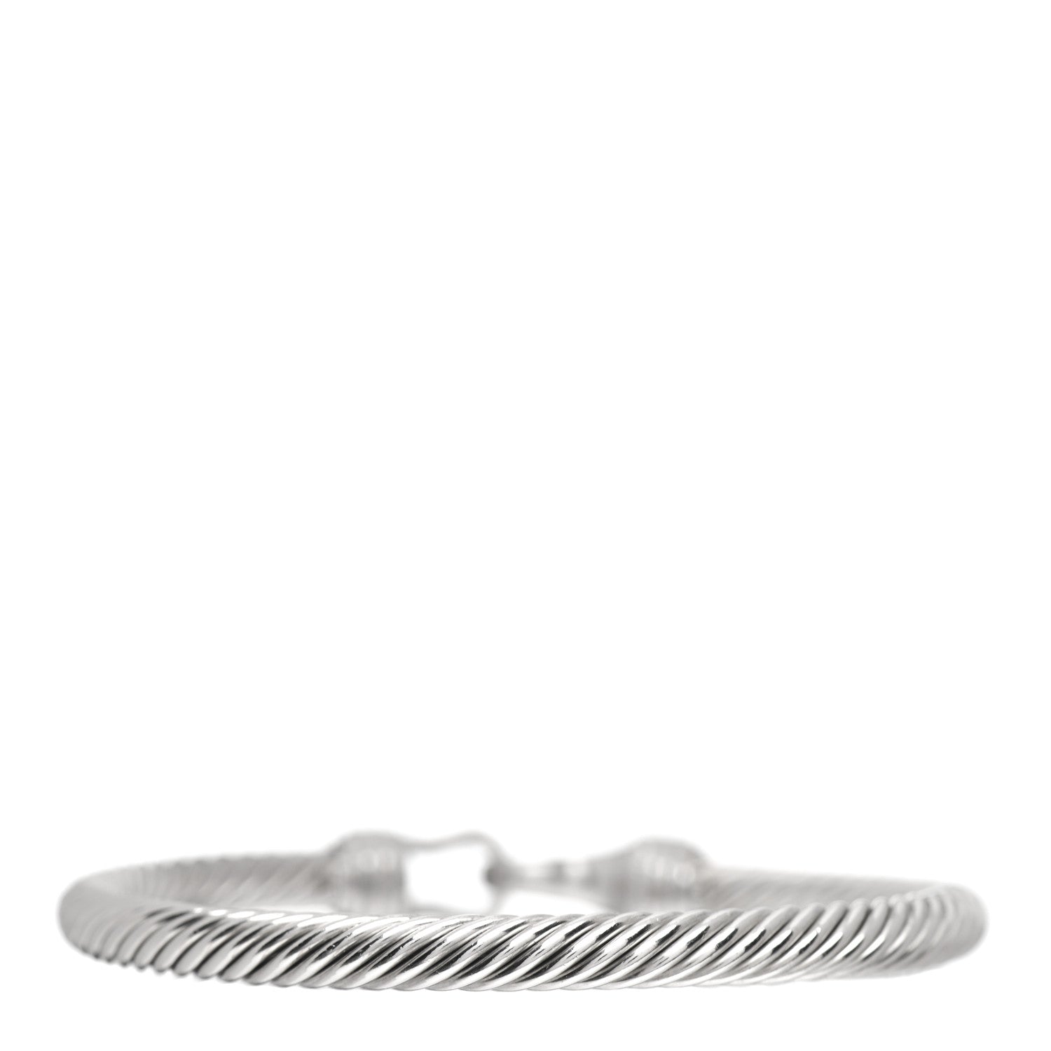 David Yurman Sterling Silver 18K White Gold Diamond 5mm Cable Buckle Bracelet 3 of 4
