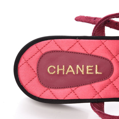 Chanel Suede Calfskin Camellia Thong Sandals 41 Dark Pink 5 of 8