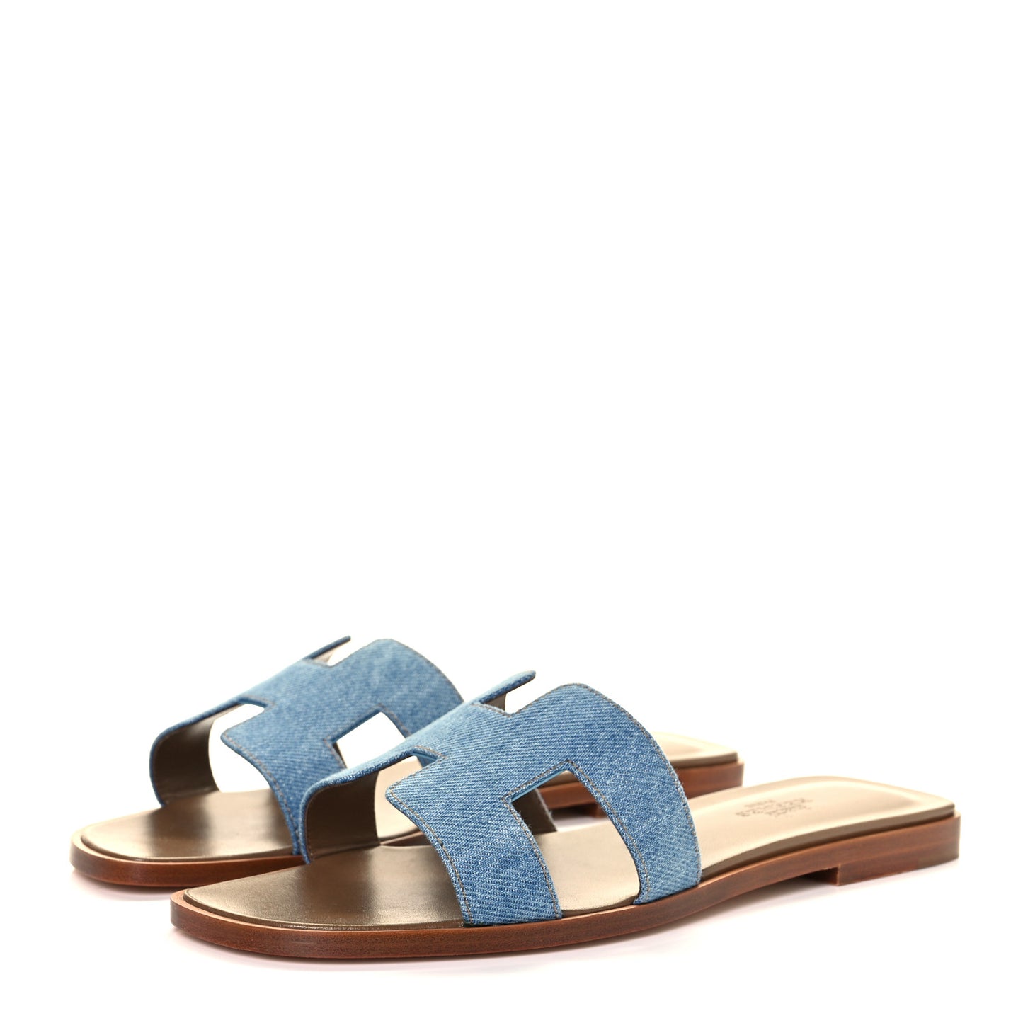 Denim Canvas Oran Sandals 37 Bleu Clair