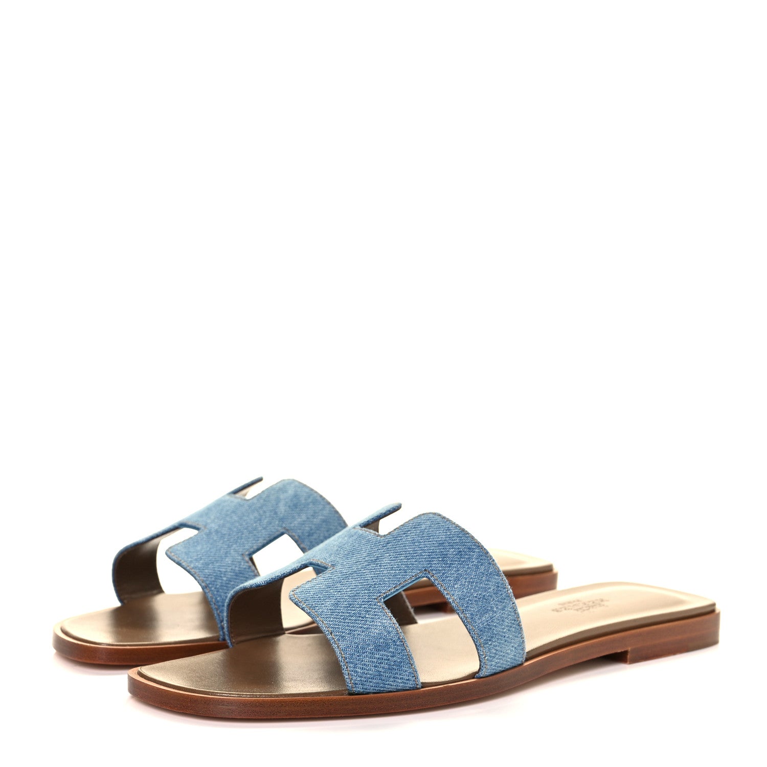 Hermes Denim Canvas Oran Sandals 37 Bleu Clair 3 of 9