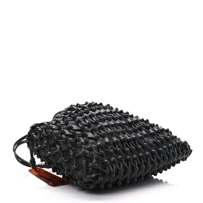Chanel Lambskin Woven Tortoise Drawstring Pouch Bag Black 3 of 8