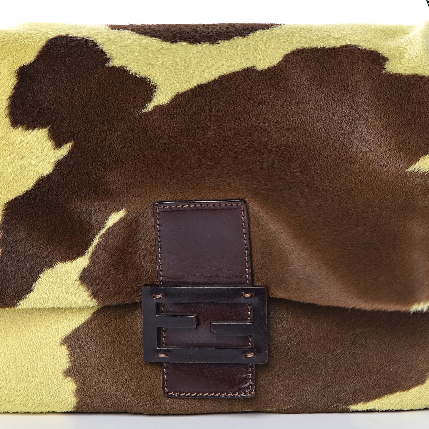 Calf Hair Mama Baguette Yellow Brown