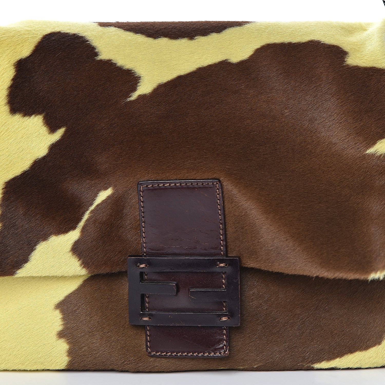 Fendi Calf Hair Mama Baguette Yellow Brown 16 of 18