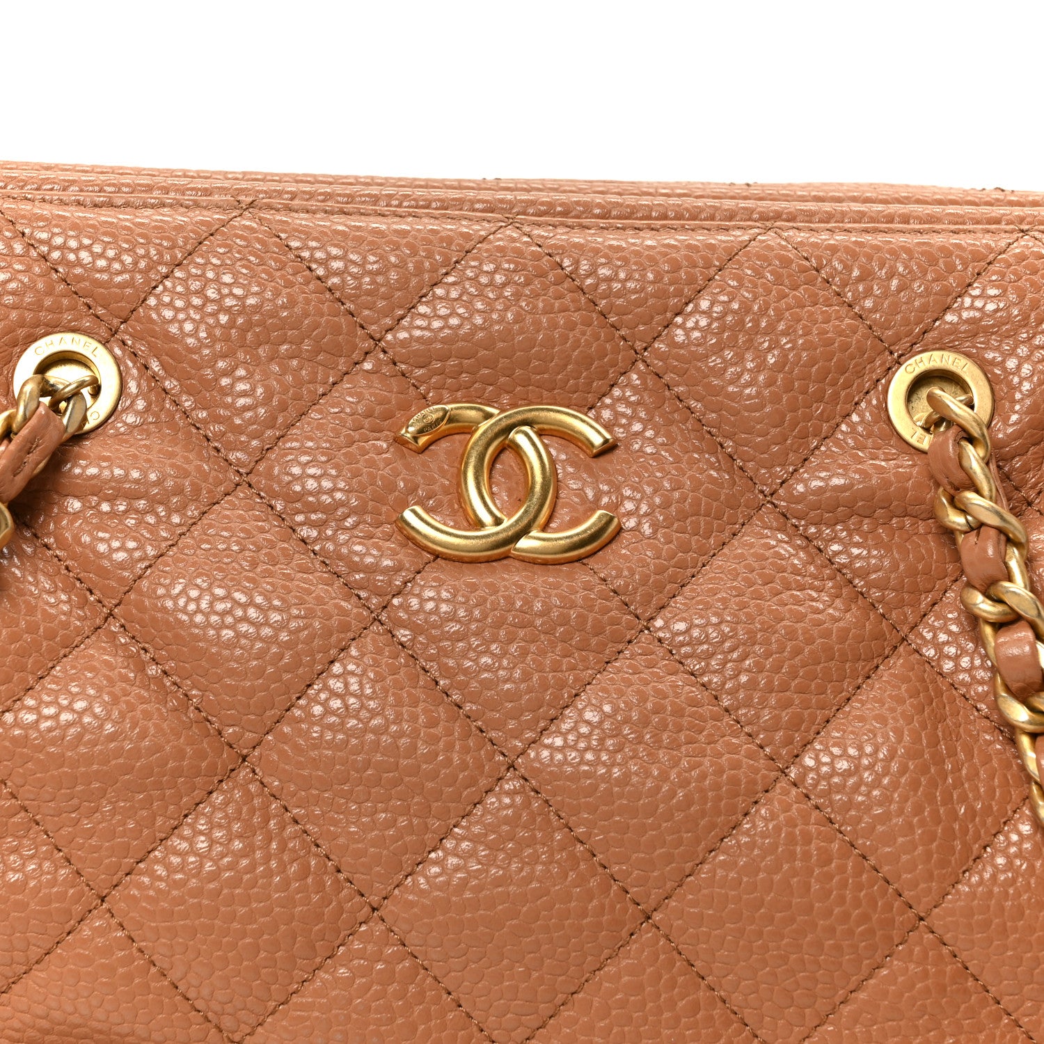 CHANEL ブラウン キルティング バッグ Chanel Shiny Caviar Quilted Large Bowling Bag Brown 1871545