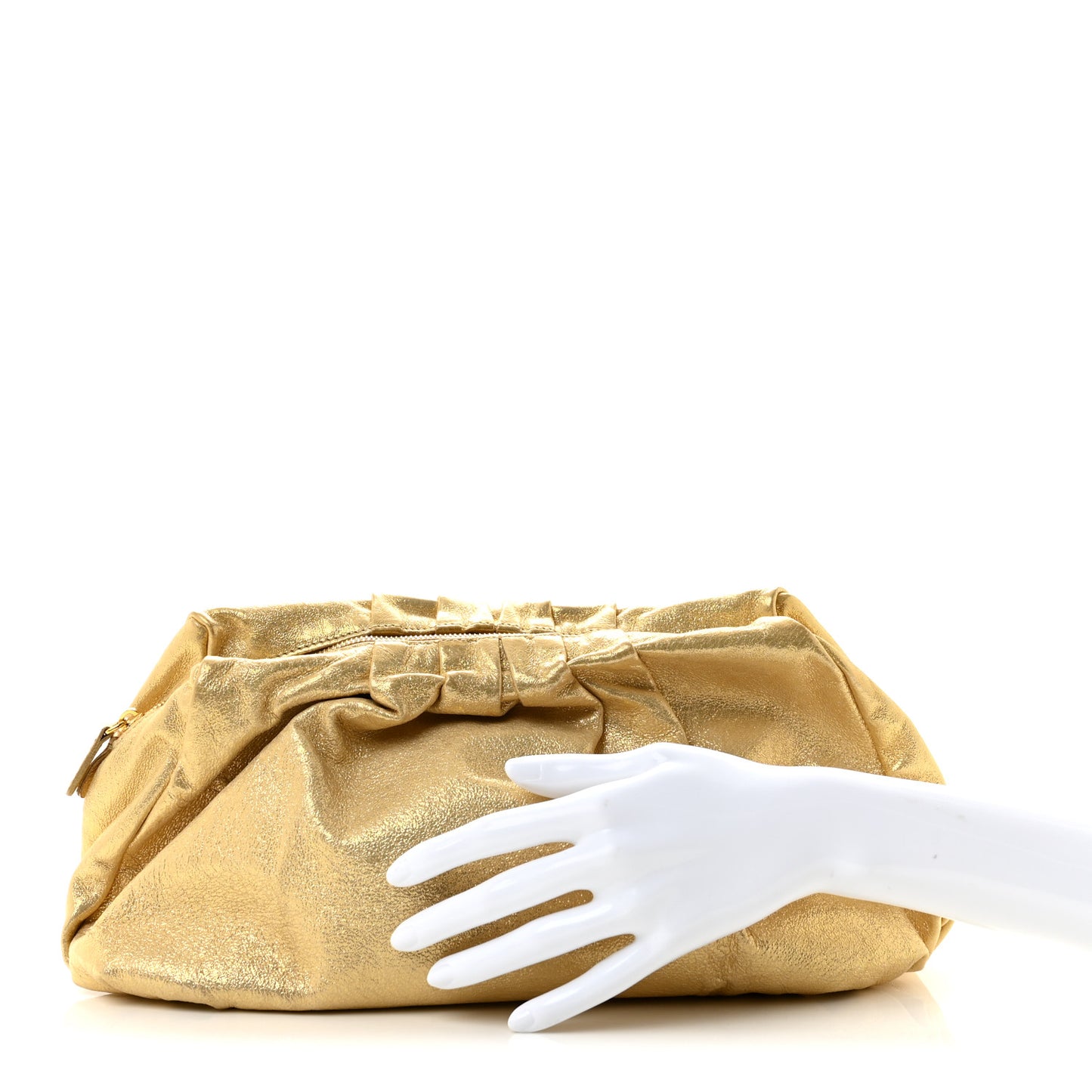 Metallic Soft Calfskin Oversized Clutch Gold