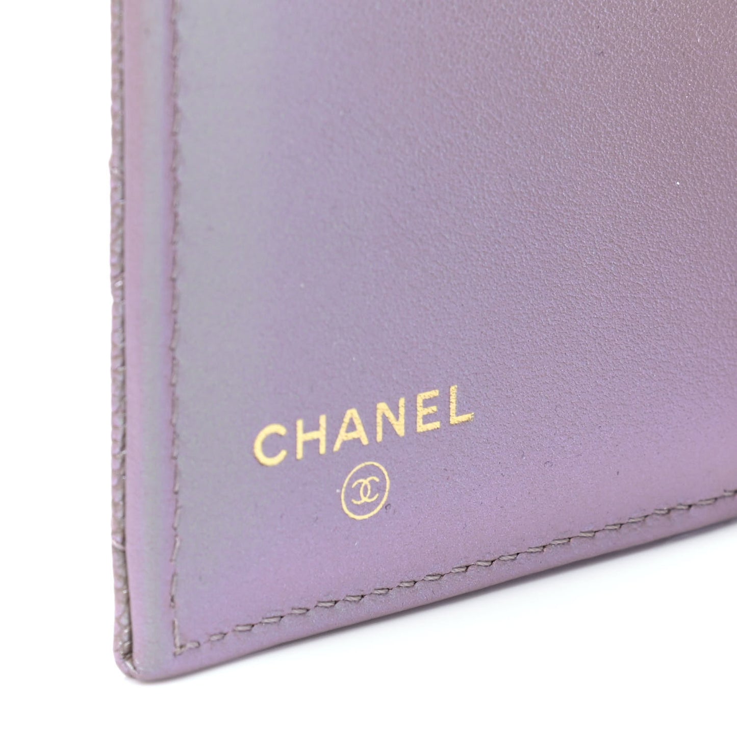 Iridescent Caviar Quilted Small Flap Wallet Beige