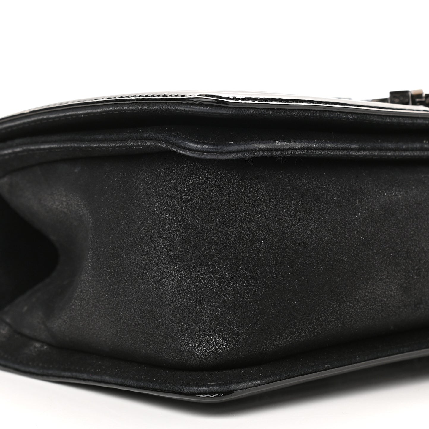 Patent Iridescent Calfskin Sequin Medium Boy Flap Bag Black