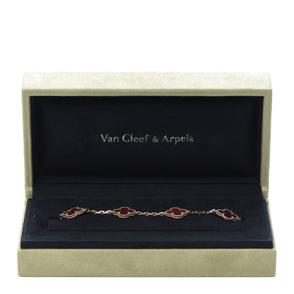 Van Cleef & Arpels 18K Yellow Gold Carnelian 5 Motifs Vintage Alhambra Bracelet 7 of 7