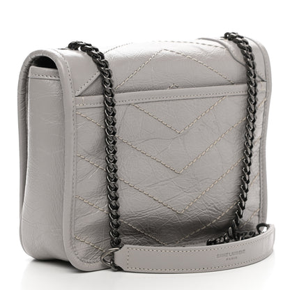 Saint Laurent Crinkled Calfskin Matelasse Monogram Niki Chain Wallet Granite 3 of 10