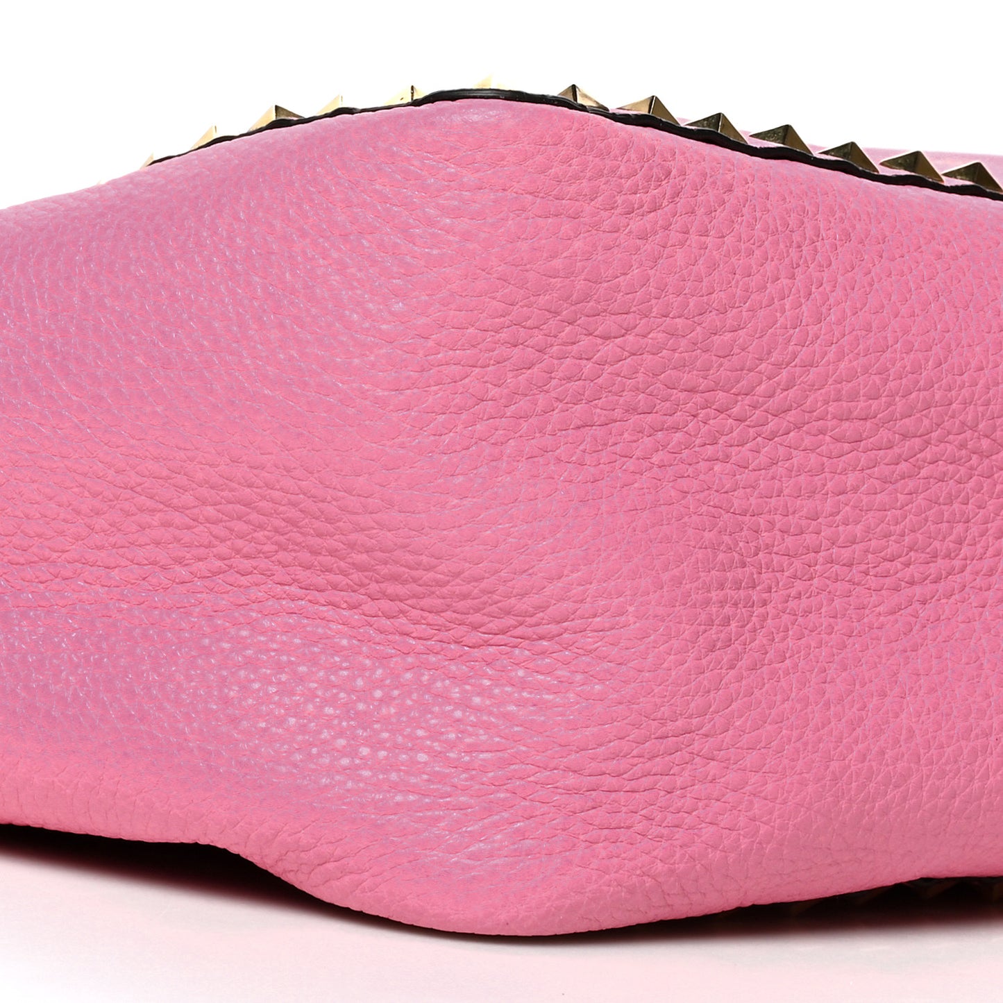 Grained Calfskin Medium Rockstud Reversible Tote Army Green Pink