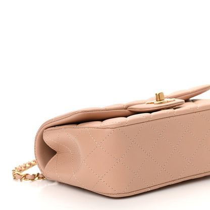 Chanel Lambskin Quilted Mini Top Handle Rectangular Flap Beige 9 of 10