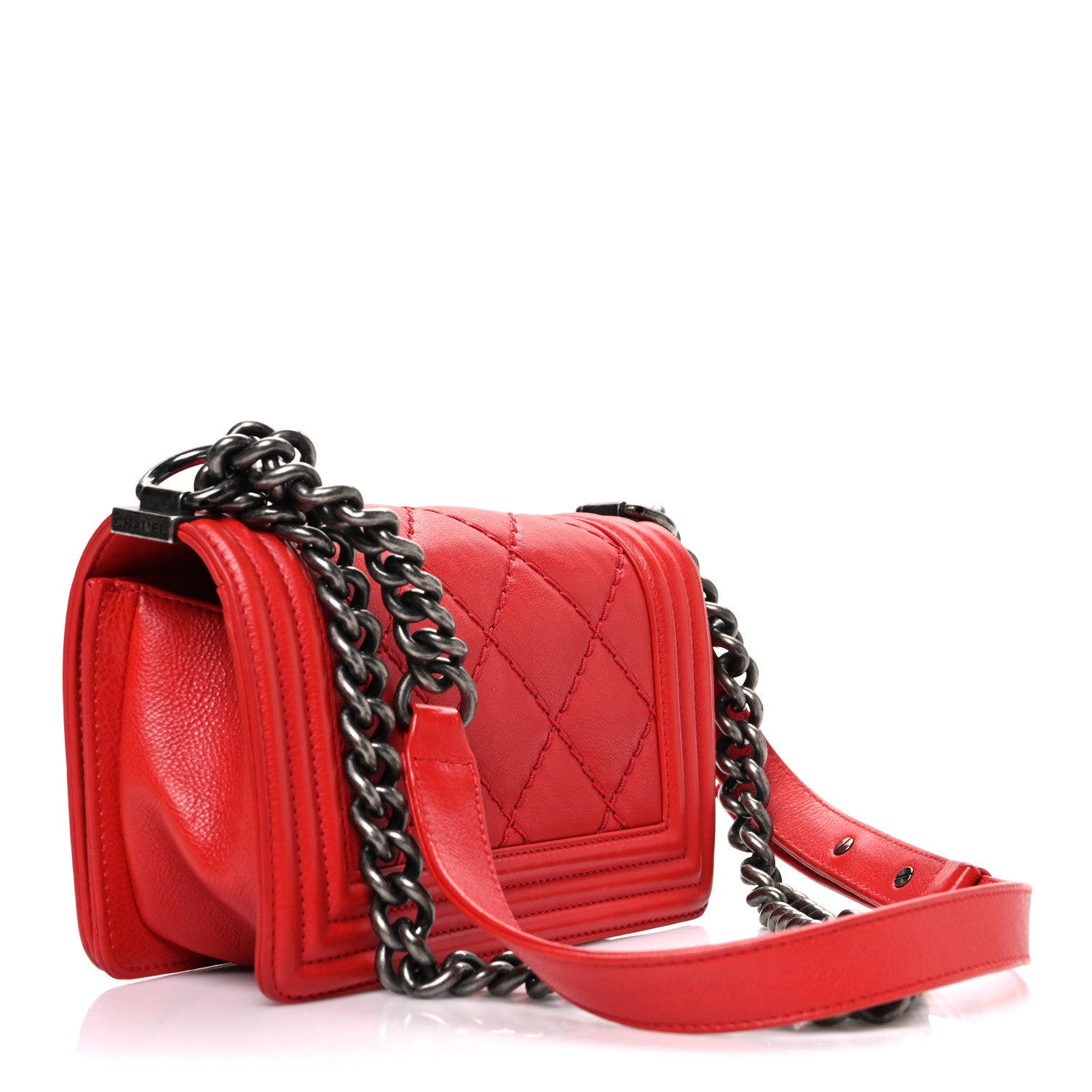 Chanel Calfskin Double Stitch Small Boy Flap Red 3 of 10