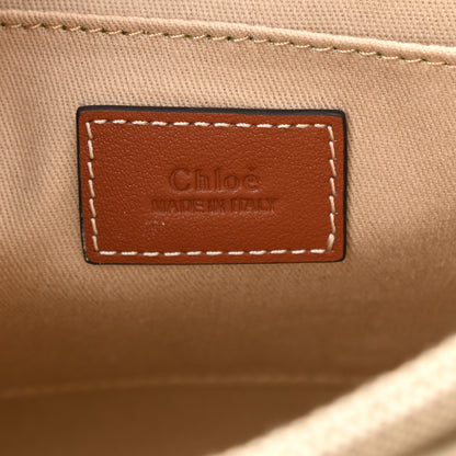 Chloe Cotton Calfskin Small Woody Ribbon Tote With Strap White Brown 5 of 8