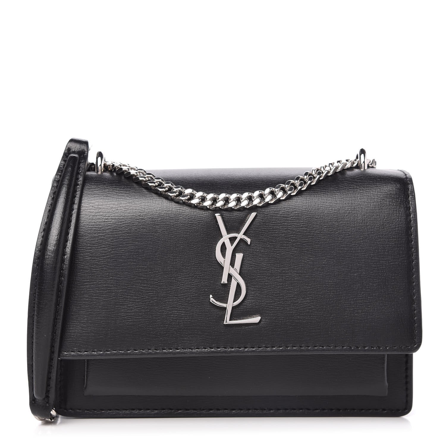Saint Laurent Calfskin Monogram Sunset Chain Wallet Black 1 of 10