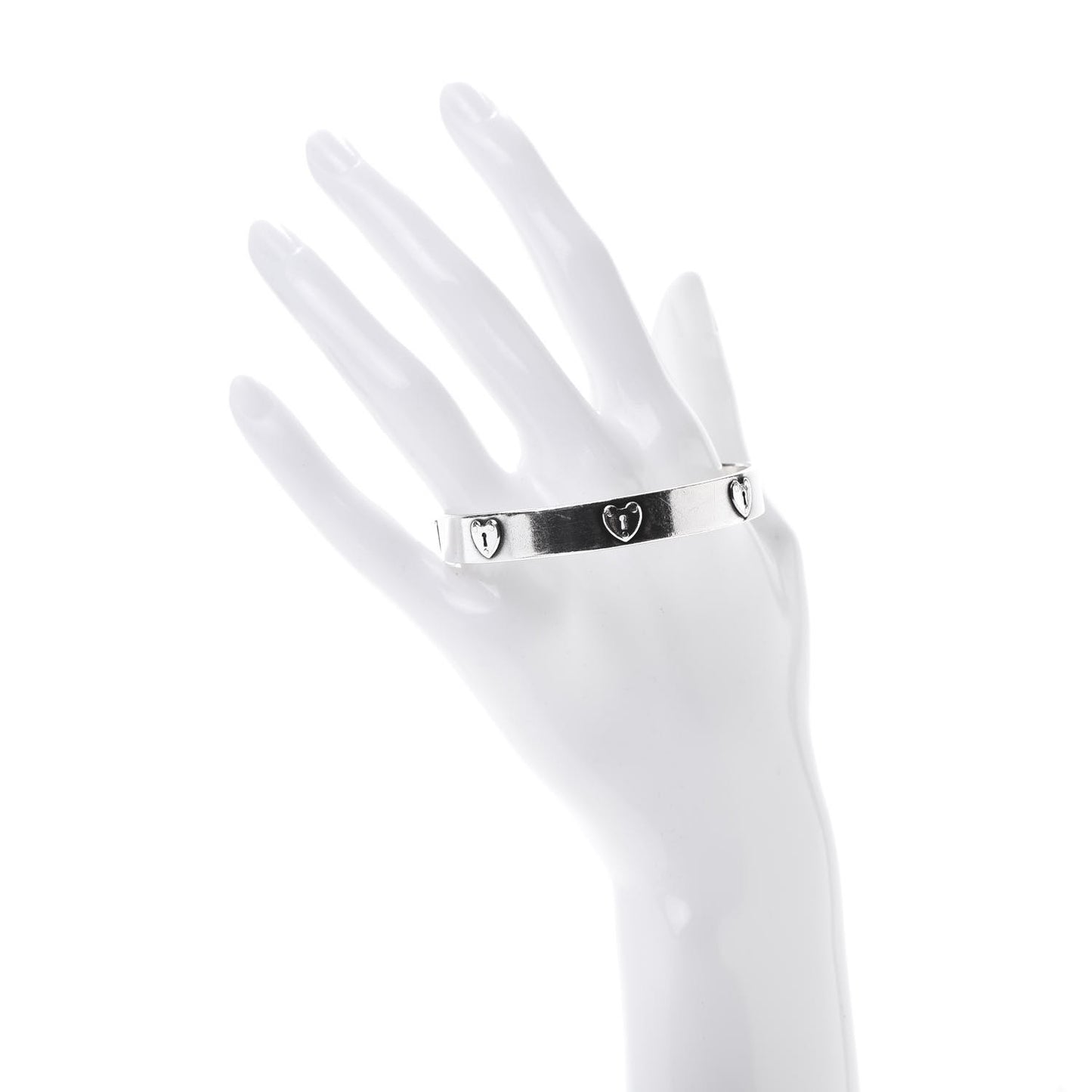 Sterling Silver Heart Locks Bangle Bracelet