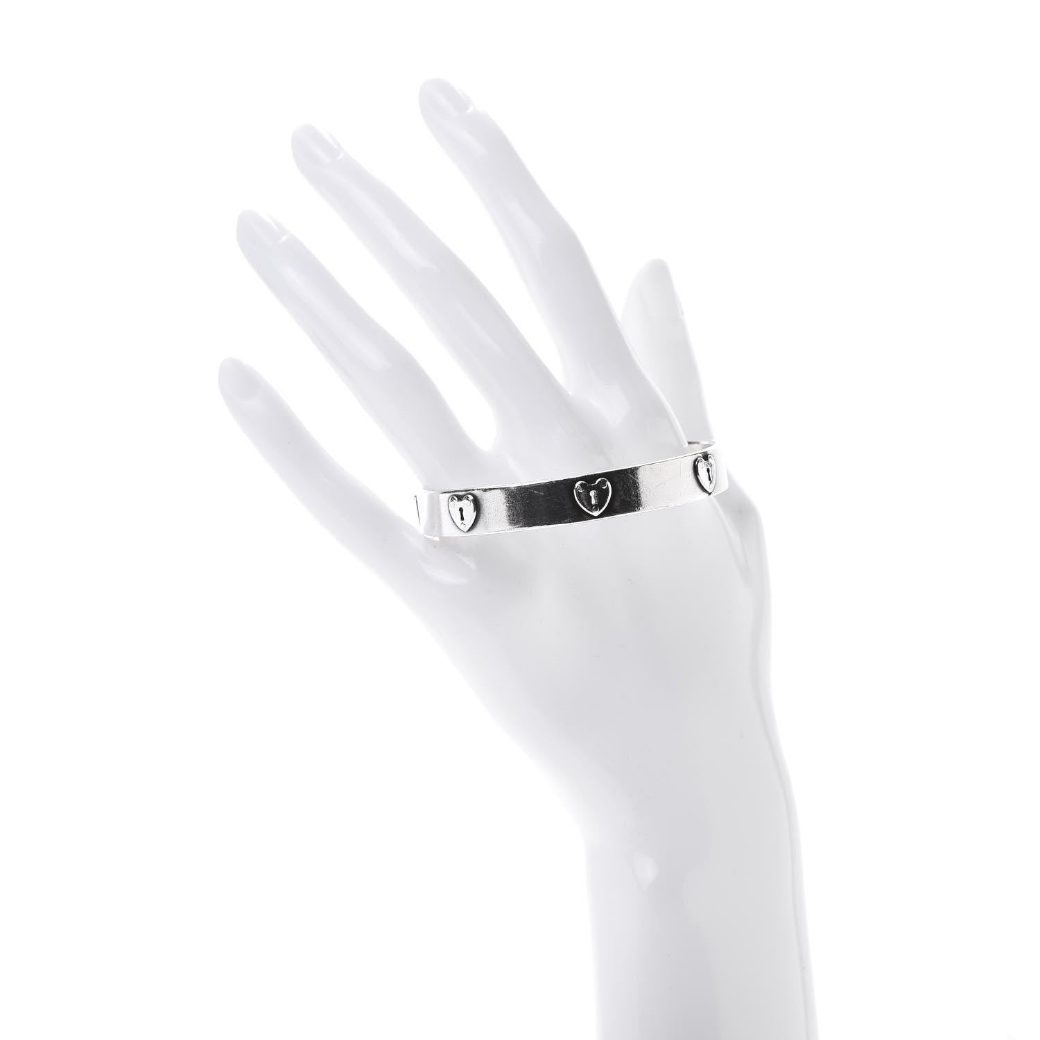 Tiffany Sterling Silver Heart Locks Bangle Bracelet 2 of 5