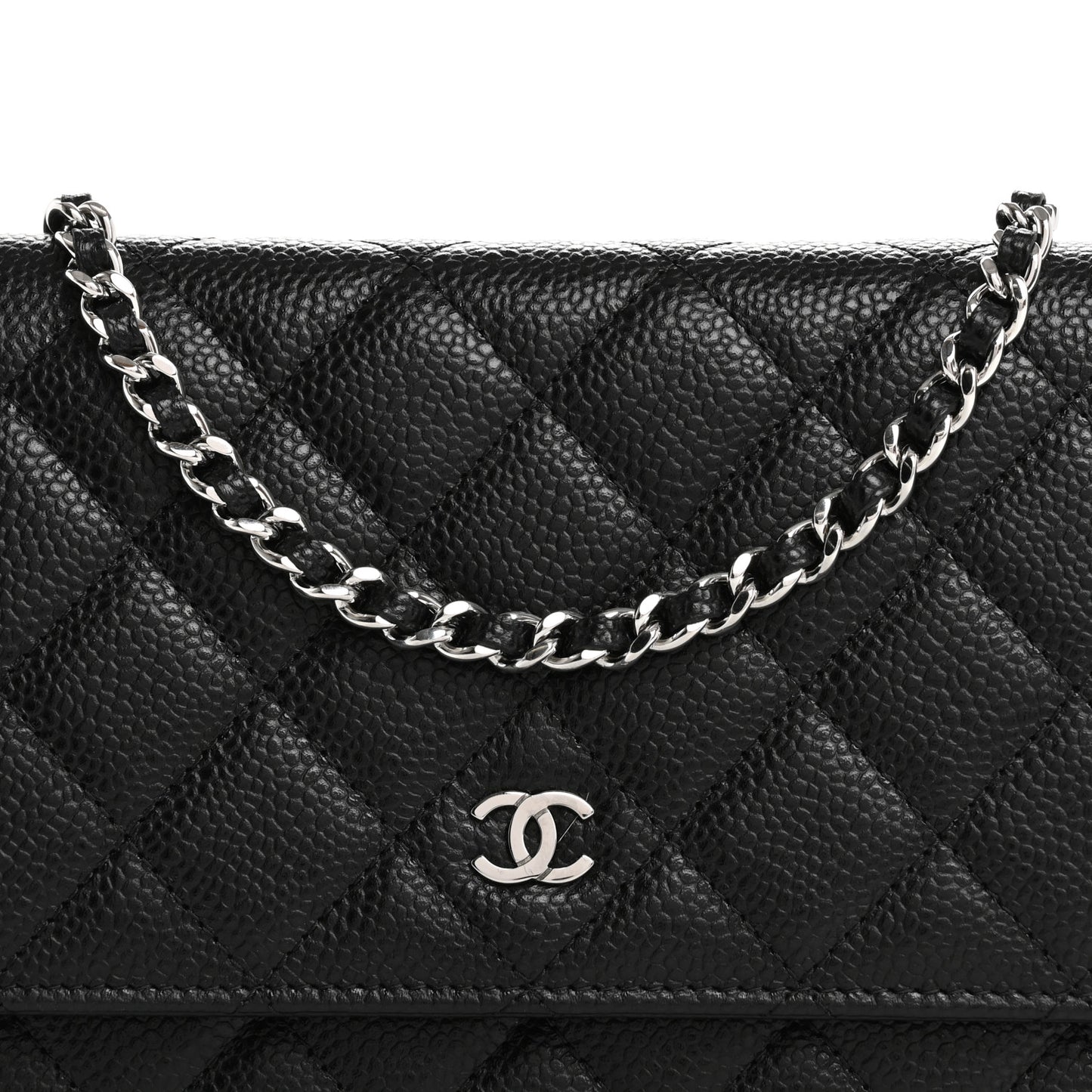Caviar Quilted Wallet on Chain WOC Black