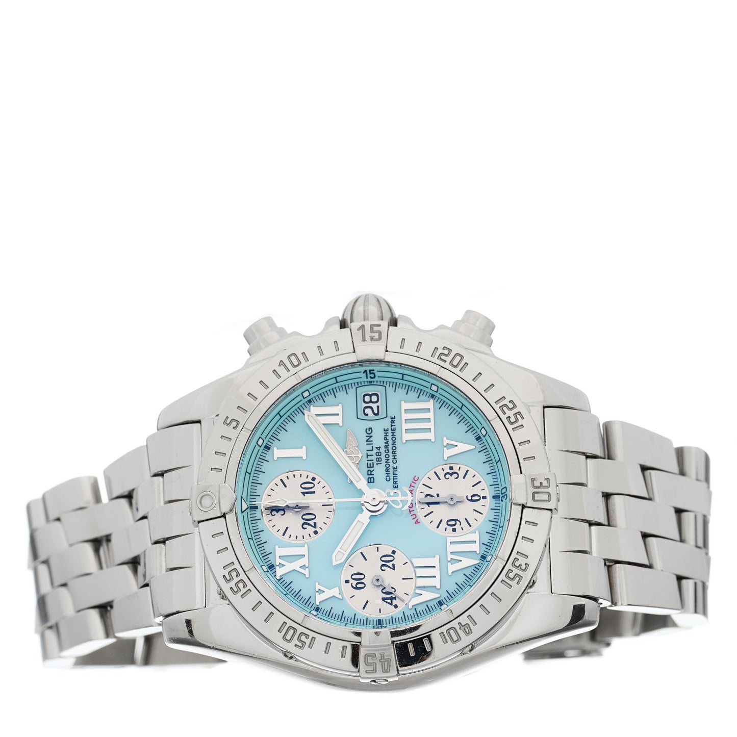 Stainless Steel 39mm Chrono Cockpit Automatic Watch Tiffany Blue A13358