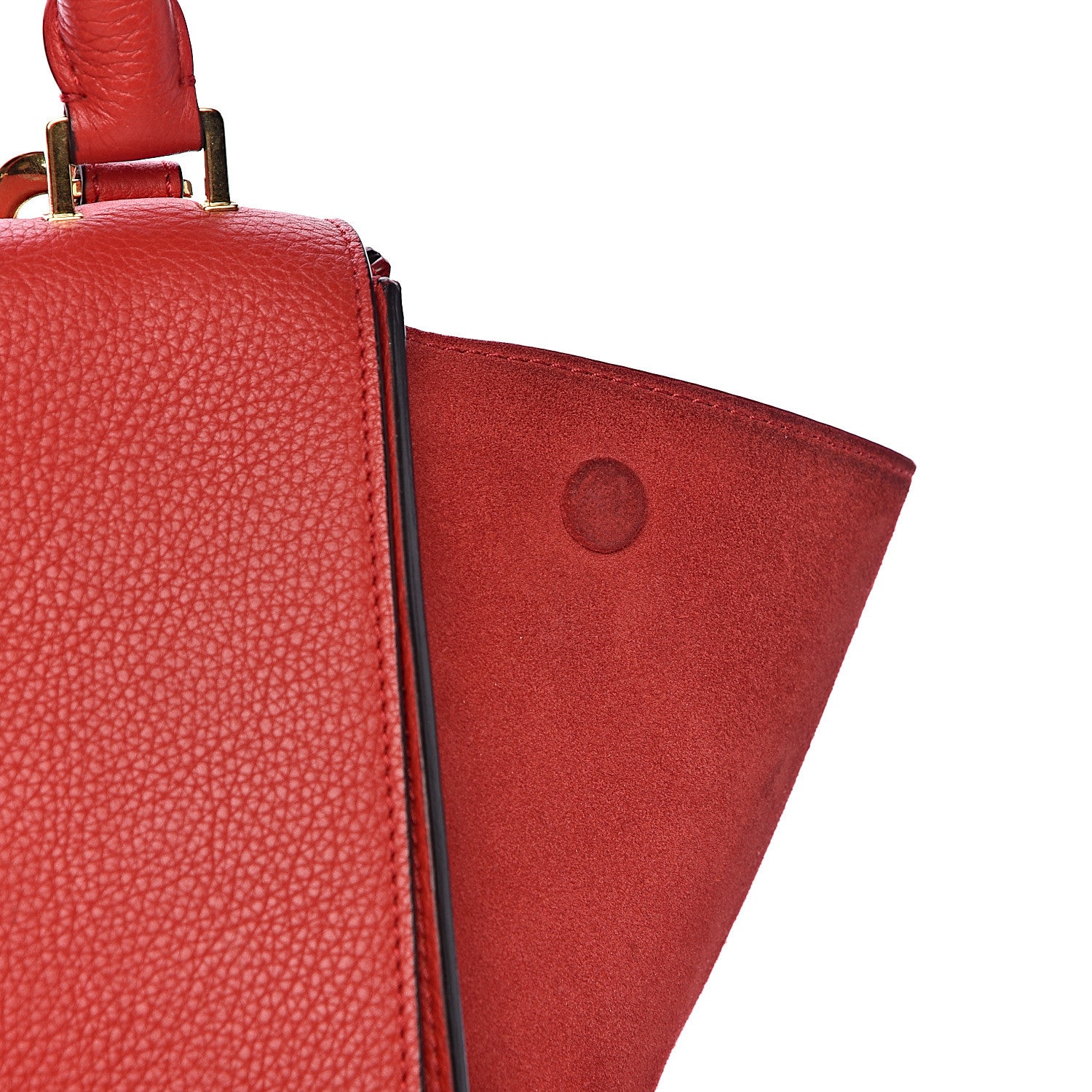 Celine Drummed Calfskin Suede Medium Trapeze Coquelicot 13 of 16