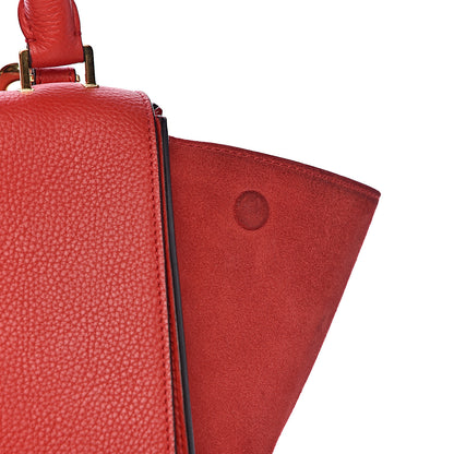 Celine Drummed Calfskin Suede Medium Trapeze Coquelicot 13 of 16