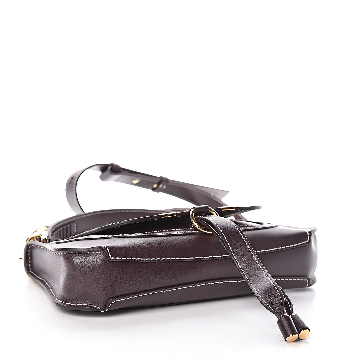 Shiny Calfskin Small Marcie Saddle Shoulder Bag Black Raisin