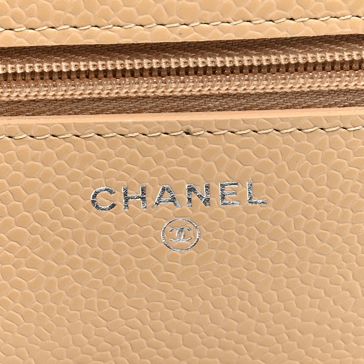 Caviar Quilted Wallet On Chain WOC Beige