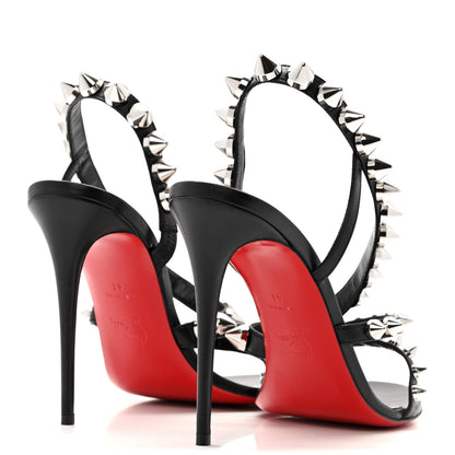 Christian Louboutin Calfskin Spikita Slingback 100 Stiletto Pumps 41 Black Silver 4 of 11