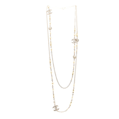 Chanel Crystal Pearl Pearls Coronation CC Long Necklace Gold 3 of 5