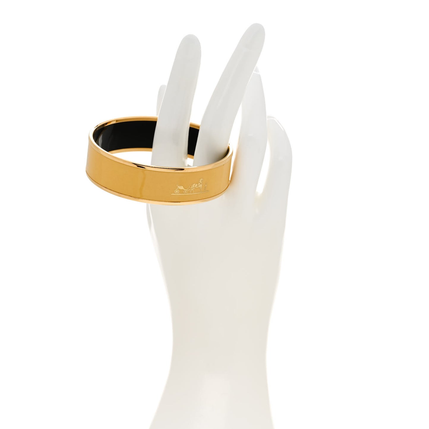 Enamel Printed Caleche Wide Bracelet 70 Jaune De Mars