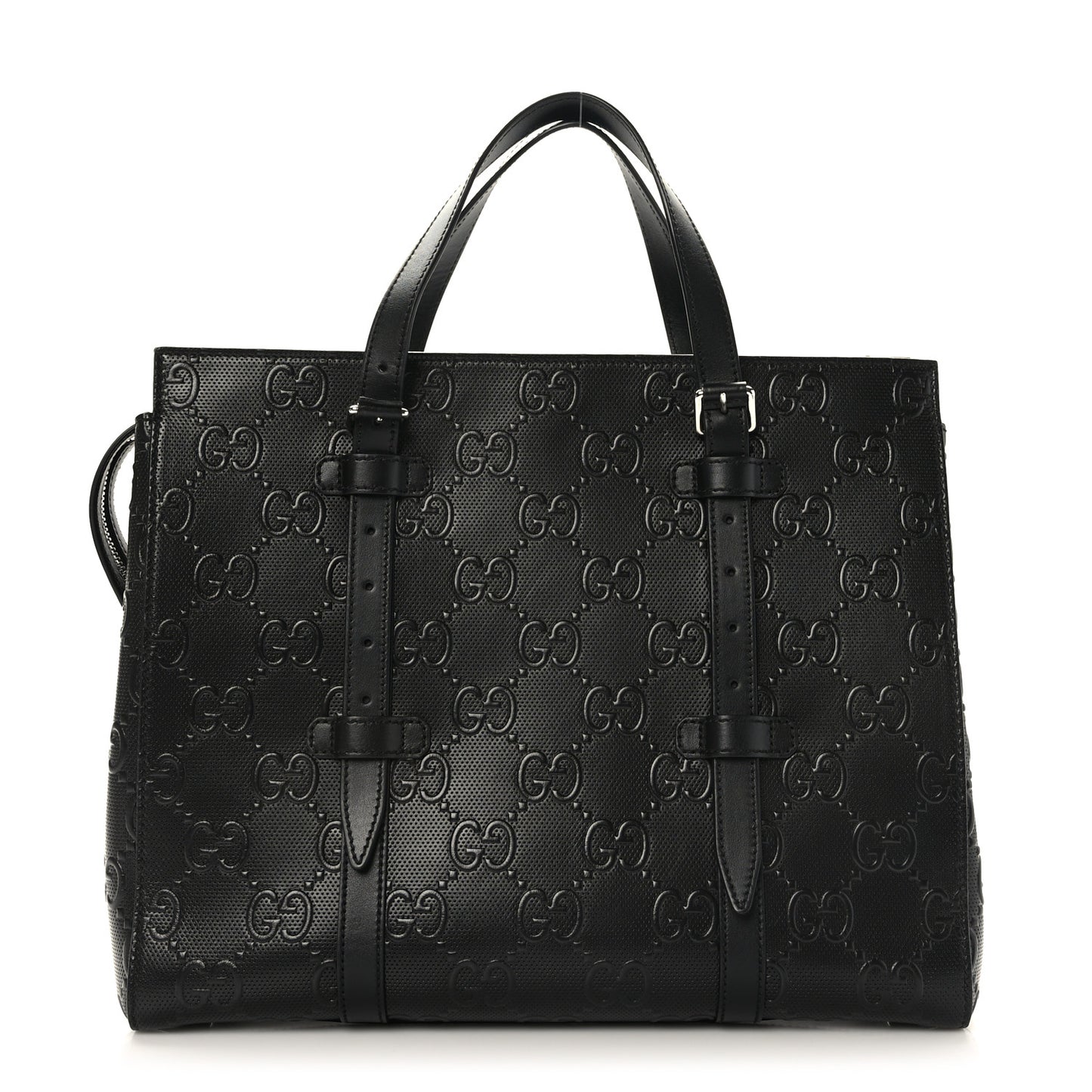 Calfskin GG Tennis Embossed Tote Bag Black