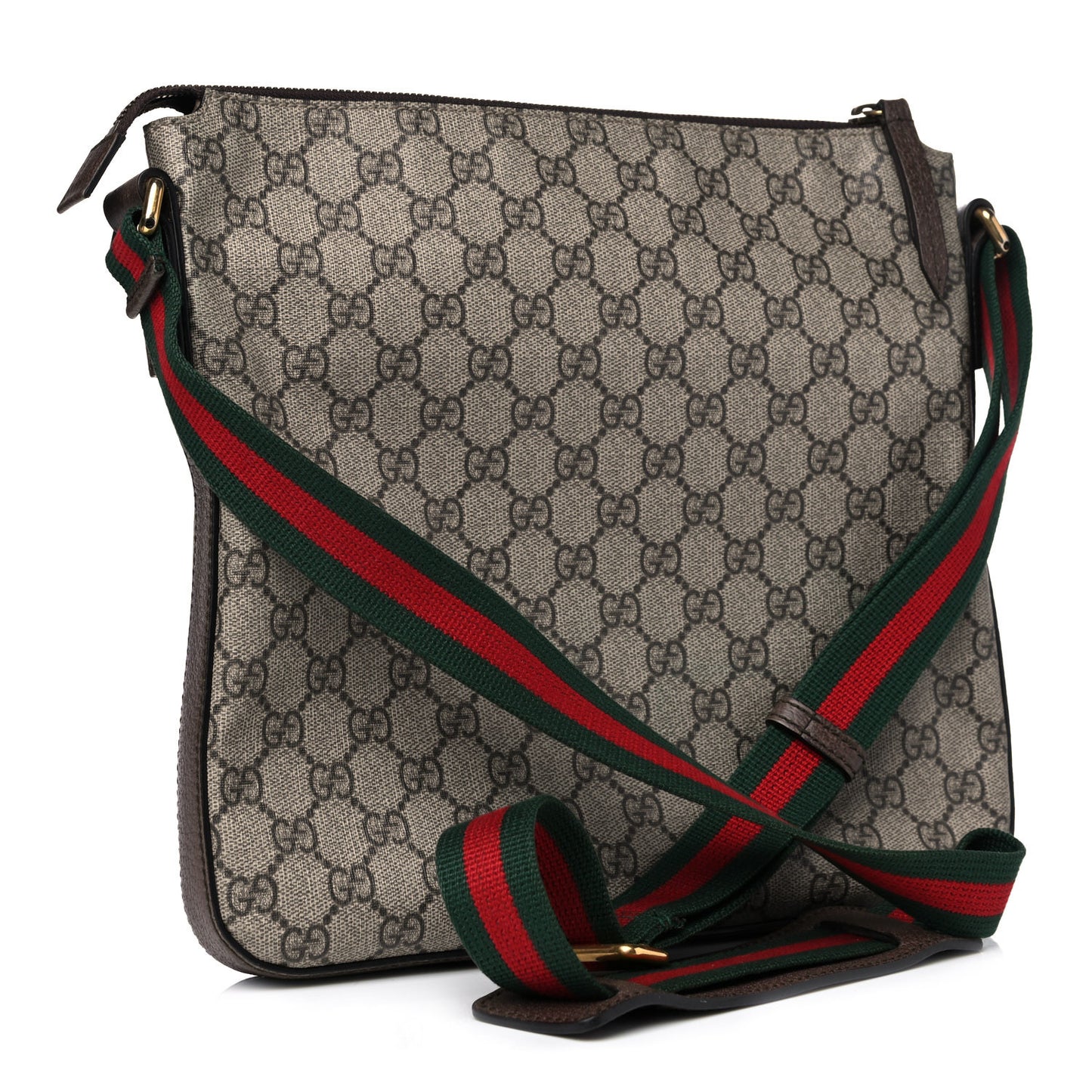 Soft GG Supreme Monogram Courrier Web Medium Flat Messenger Bag Beige New Acero Multicolor