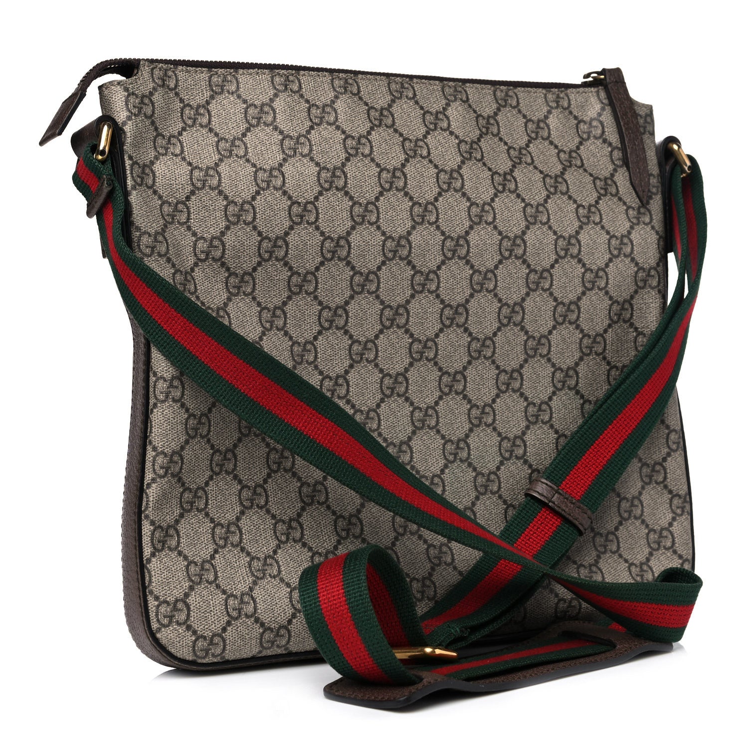 Gucci Soft GG Supreme Monogram Courrier Web Medium Flat Messenger Bag Beige New Acero Multicolor 3 of 14