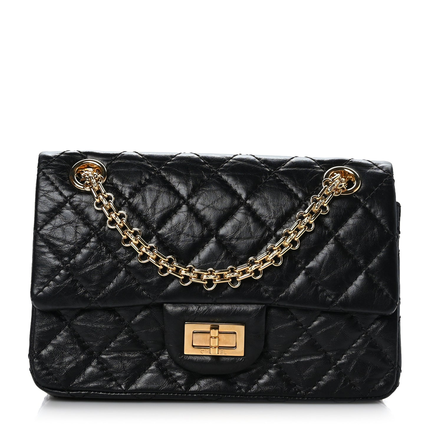 Aged Calfskin Quilted 2.55 Reissue Mini Flap Black