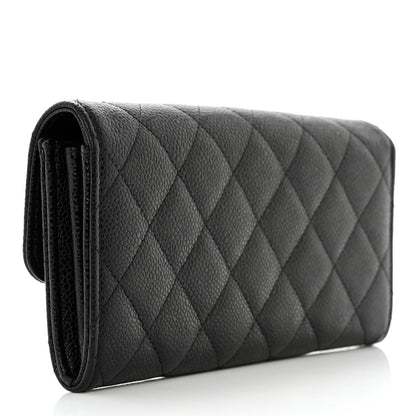 Chanel Caviar Quilted Large Gusset Flap Wallet Black 3 of 10
