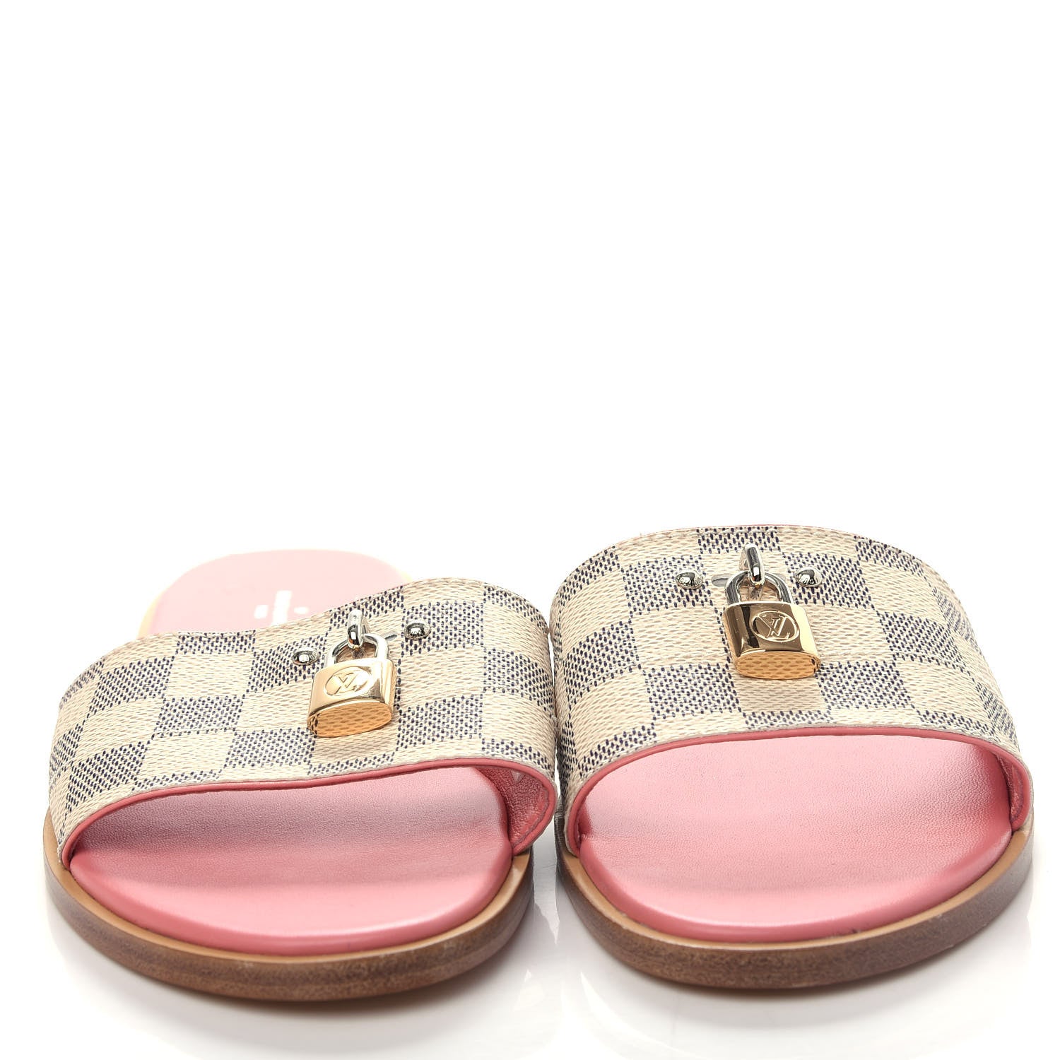 Louis Vuitton Damier Azur Lock It Flat Mule 40 Rose Clair 5 of 11