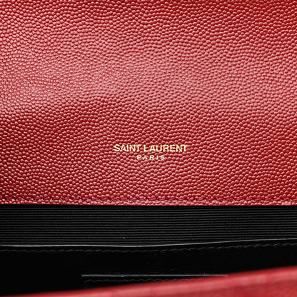 Saint Laurent Grain De Poudre Textured Mixed Matelasse Triquilt Medium Monogram Satchel Oxblood 6 of 13