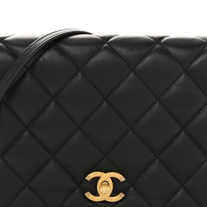 Chanel Calfskin Quilted Nailed CC Flap Bag Black 8 of 10