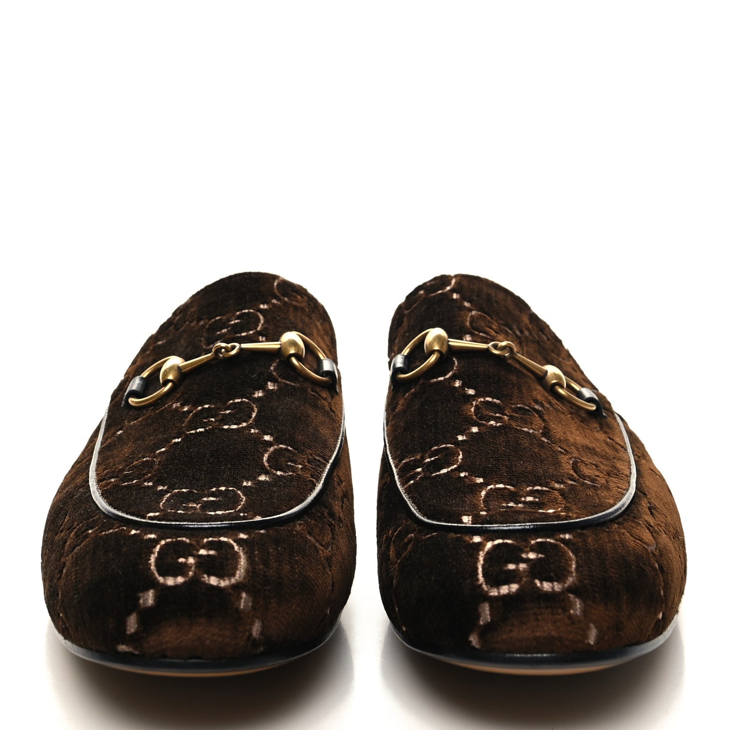 Velvet GG Monogram Mens Princetown Slippers 10 Brown