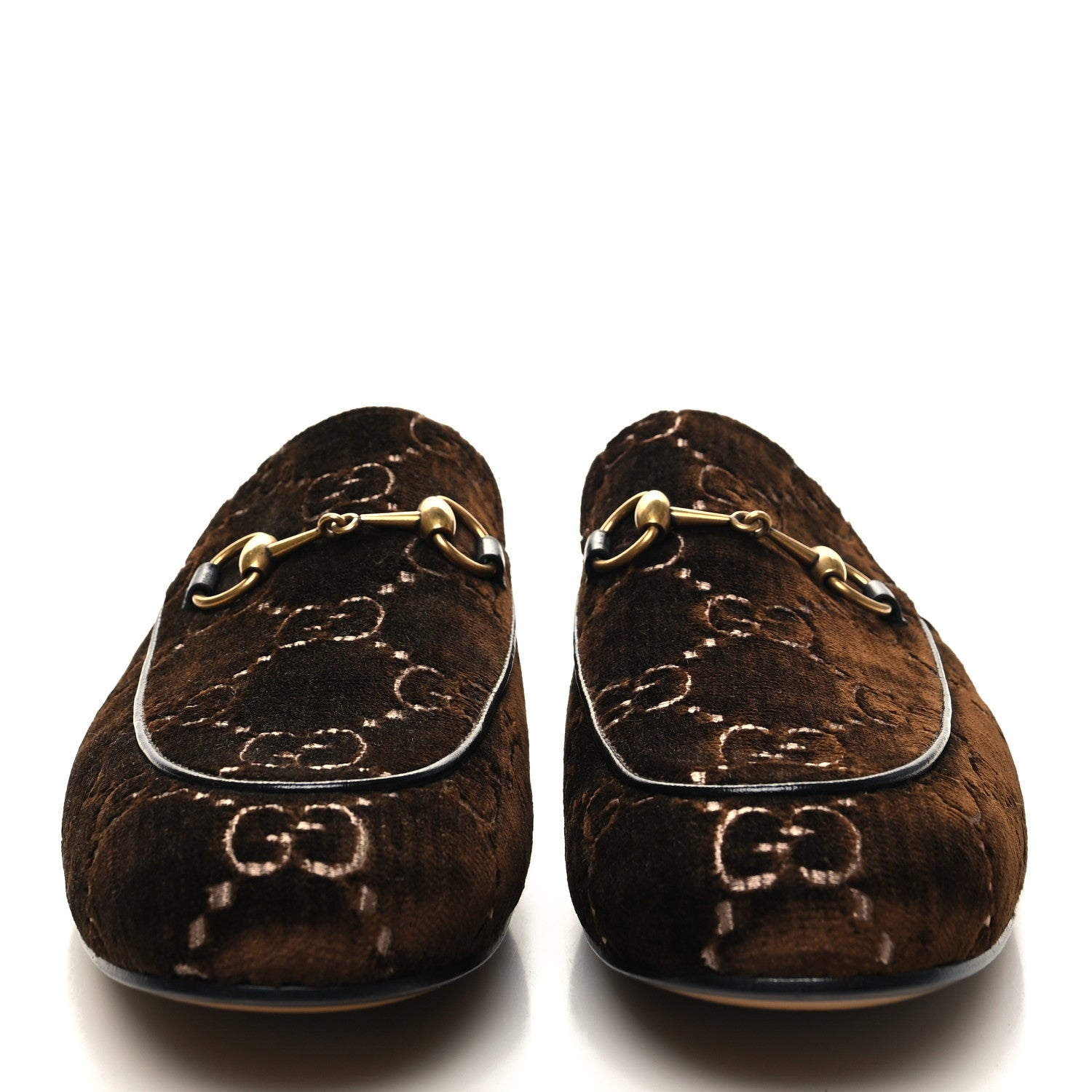 Gucci Velvet GG Monogram Mens Princetown Slippers 10 Brown 2 of 9