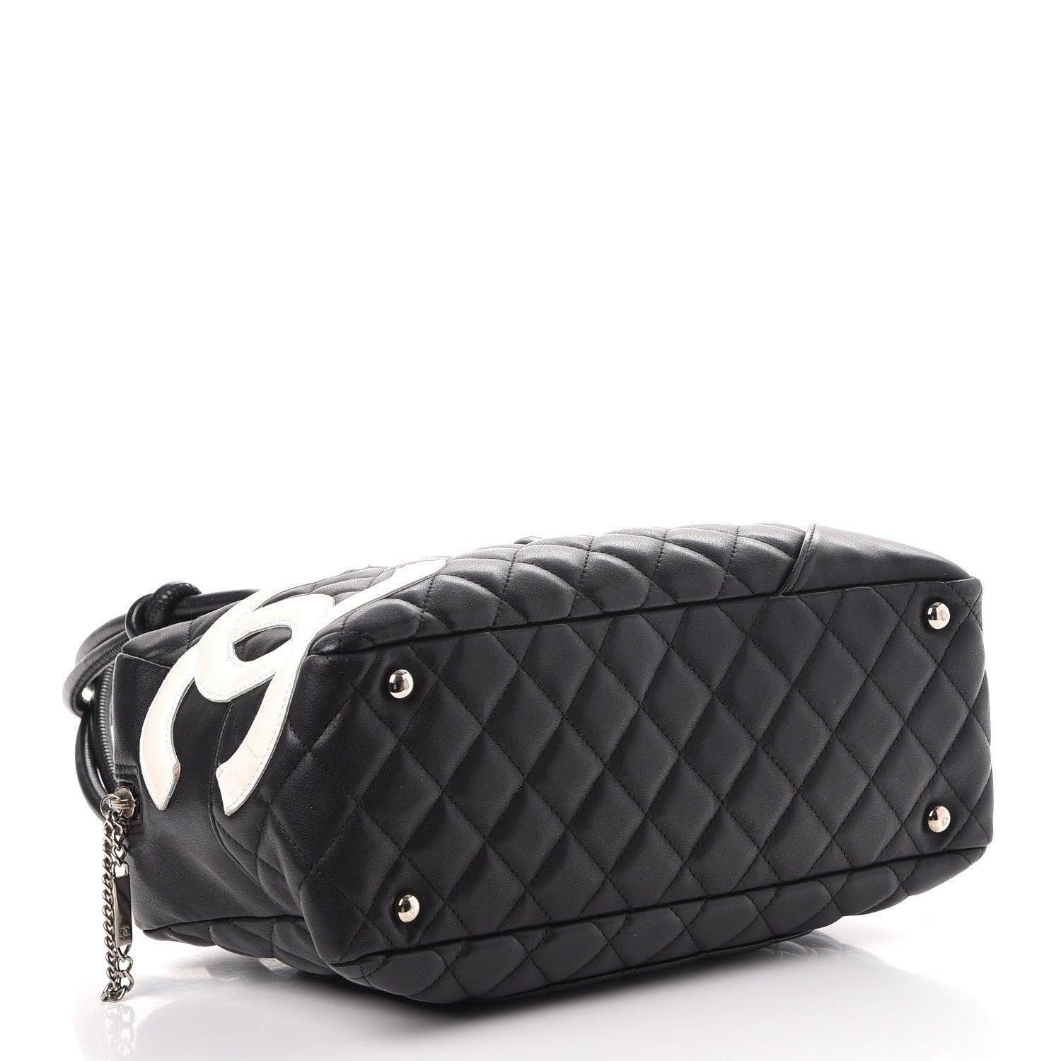 Chanel Calfskin Quilted Large Cambon Bowler Black White 4 of 15