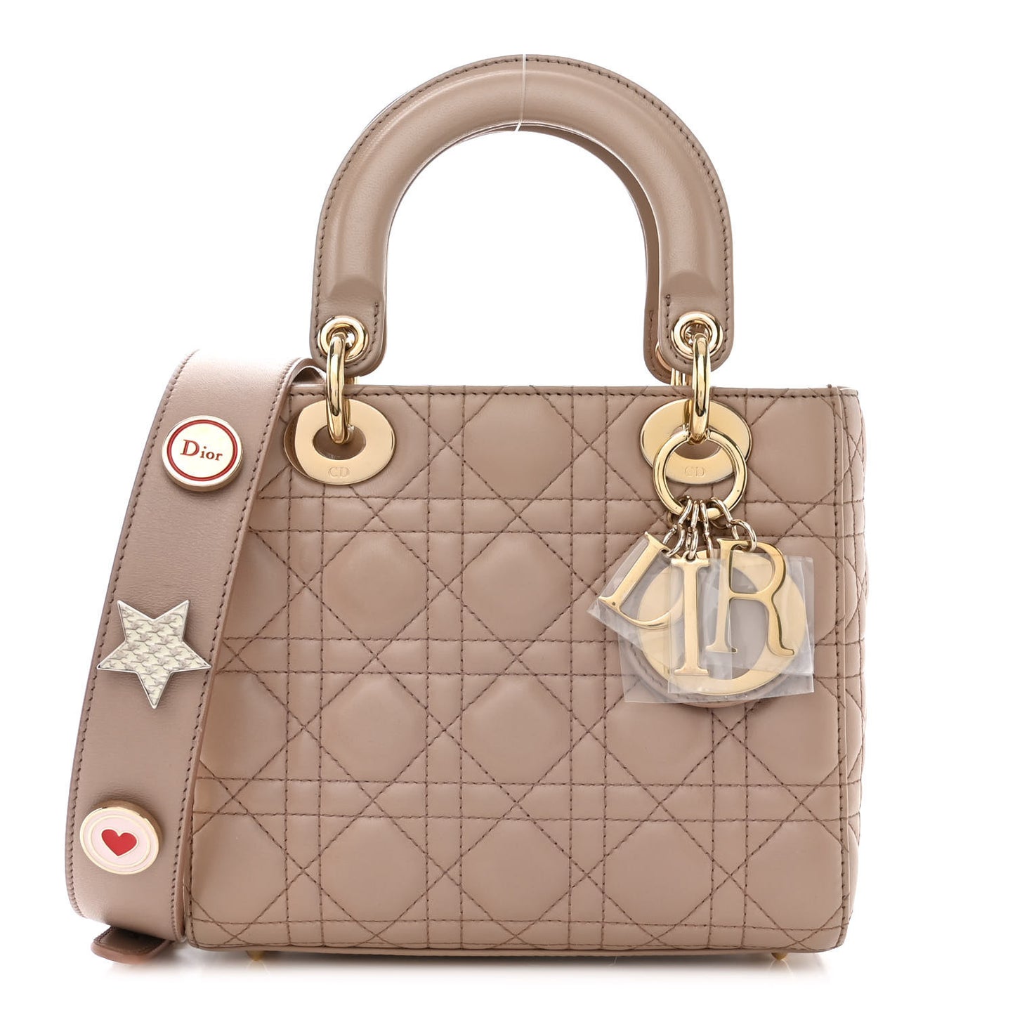 Lambskin Cannage Small Lucky Badges My Lady Dior Taupe