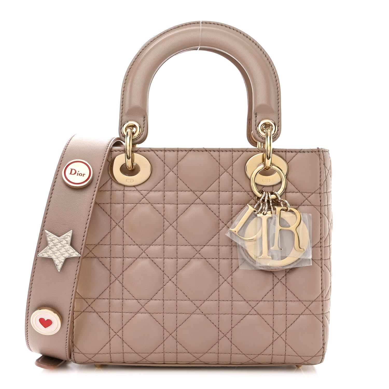 Christian Dior Lambskin Cannage Small Lucky Badges My Lady Dior Taupe 1 of 11